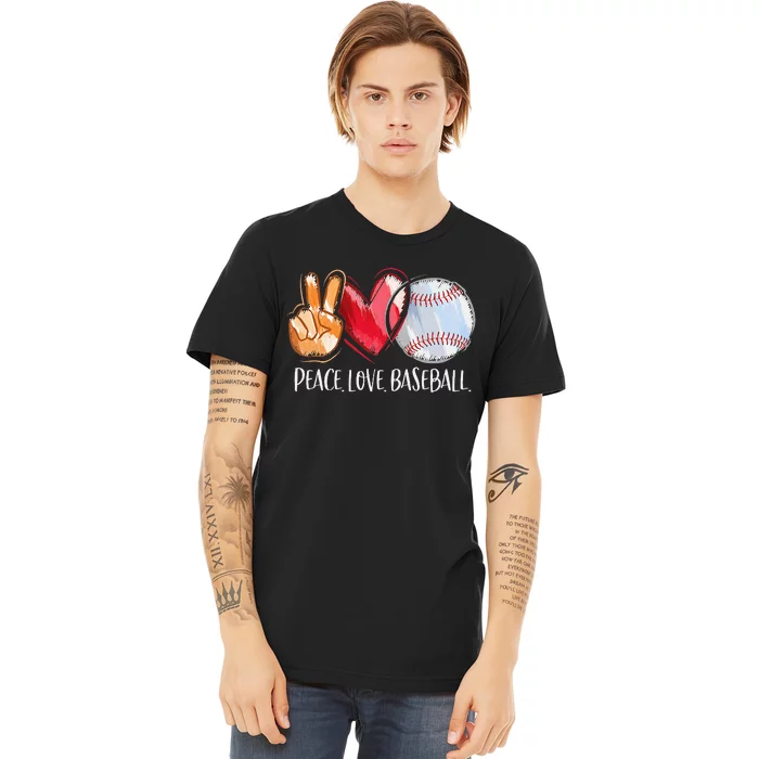 Peace Love Baseball Player  Baseball Fan Baseball Premium T-Shirt