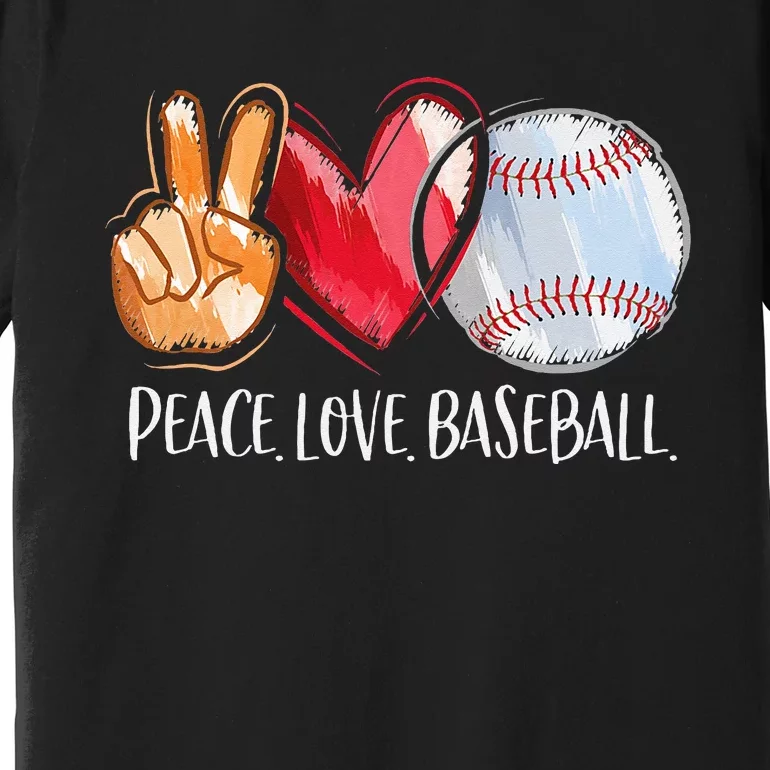 Peace Love Baseball Player  Baseball Fan Baseball Premium T-Shirt