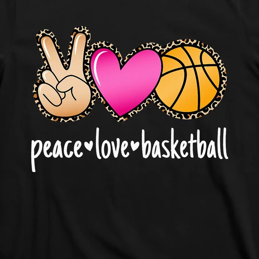 Peace Love Basketball Leopard Print funny Basketball T-Shirt