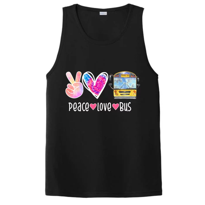 Peace Love Bus Gift For Bus Driver Performance Tank