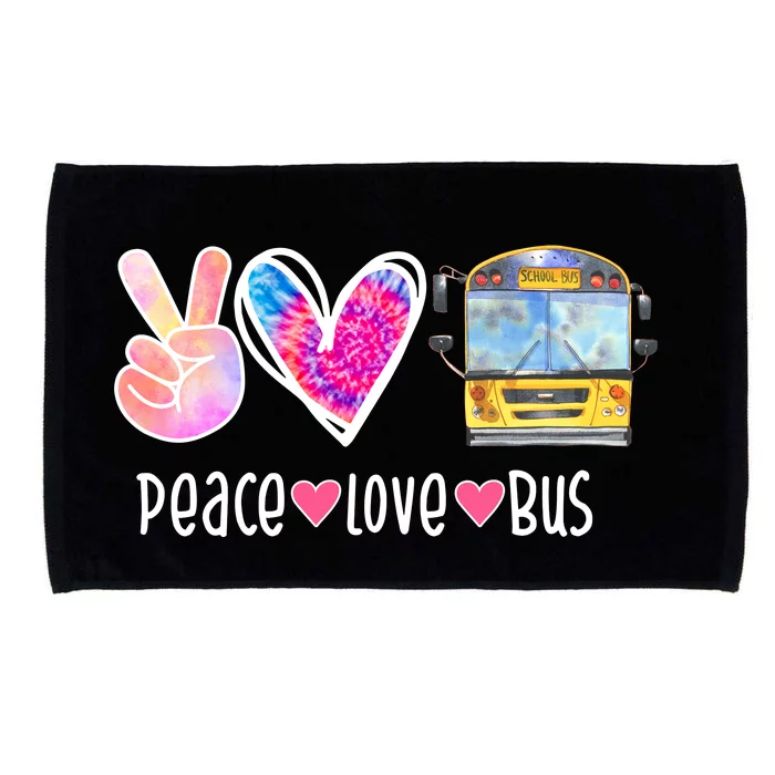 Peace Love Bus Gift For Bus Driver Microfiber Hand Towel