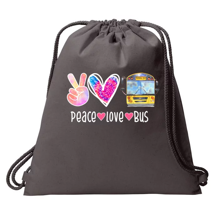 Peace Love Bus Gift For Bus Driver Drawstring Bag