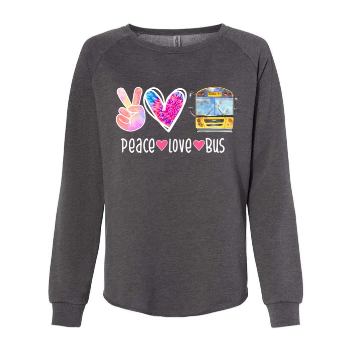 Peace Love Bus Gift For Bus Driver Womens California Wash Sweatshirt