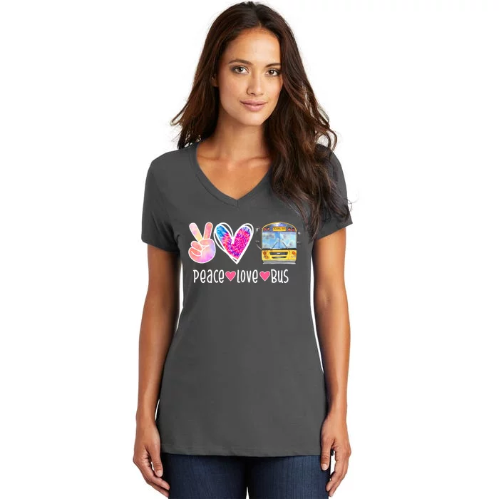 Peace Love Bus Gift For Bus Driver Women's V-Neck T-Shirt