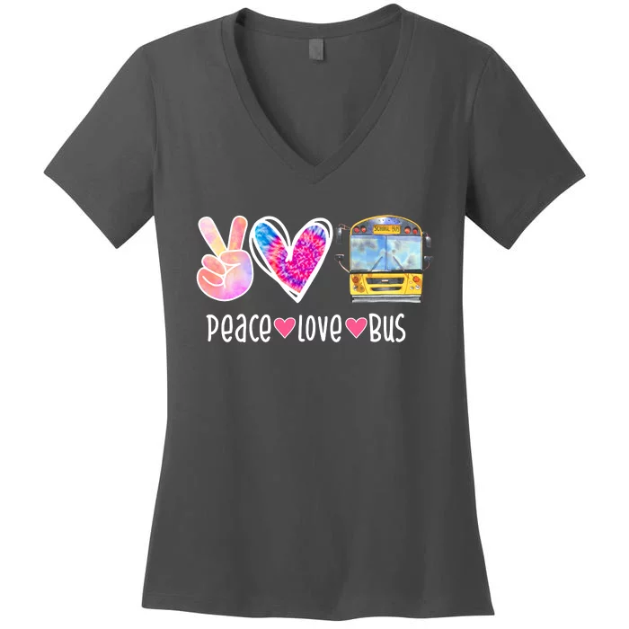 Peace Love Bus Gift For Bus Driver Women's V-Neck T-Shirt