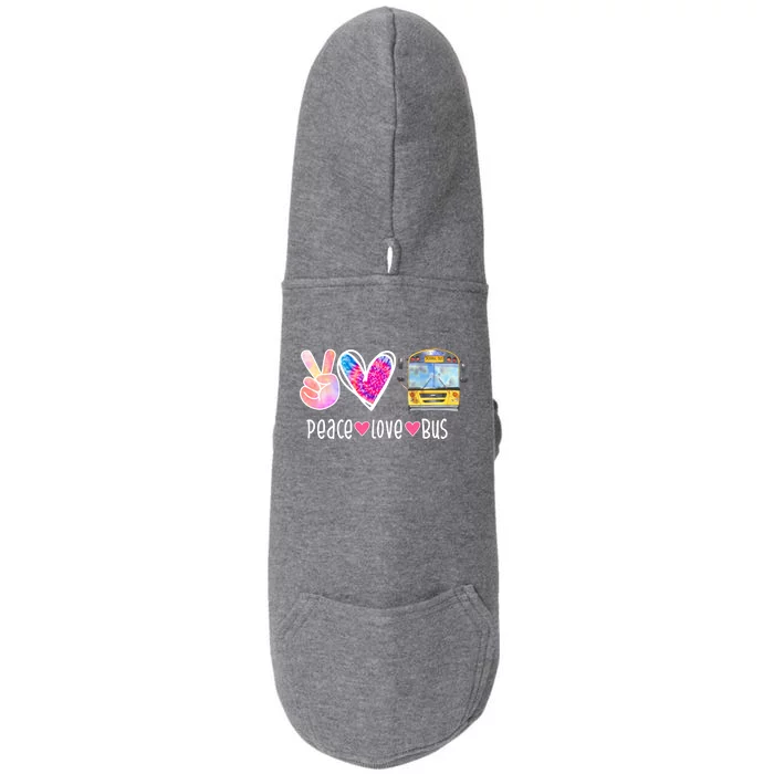 Peace Love Bus Gift For Bus Driver Doggie 3-End Fleece Hoodie