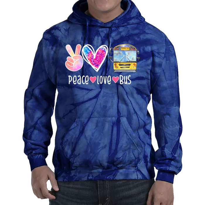 Peace Love Bus Gift For Bus Driver Tie Dye Hoodie