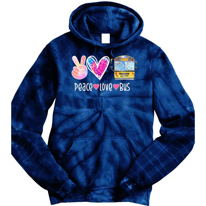 Peace Love Bus Gift For Bus Driver Tie Dye Hoodie