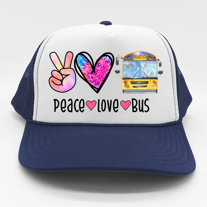 Peace Love Bus Gift For Bus Driver Trucker Hat