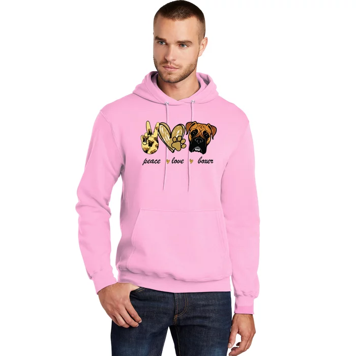 Peace Love Boxer Dog Boxer Dog Lover Gift Hoodie