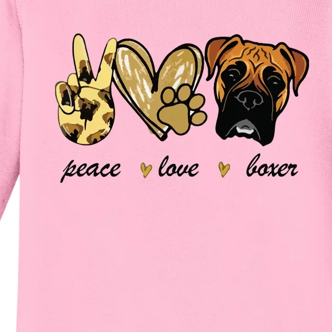 Peace Love Boxer Dog Boxer Dog Lover Gift Baby Long Sleeve Bodysuit