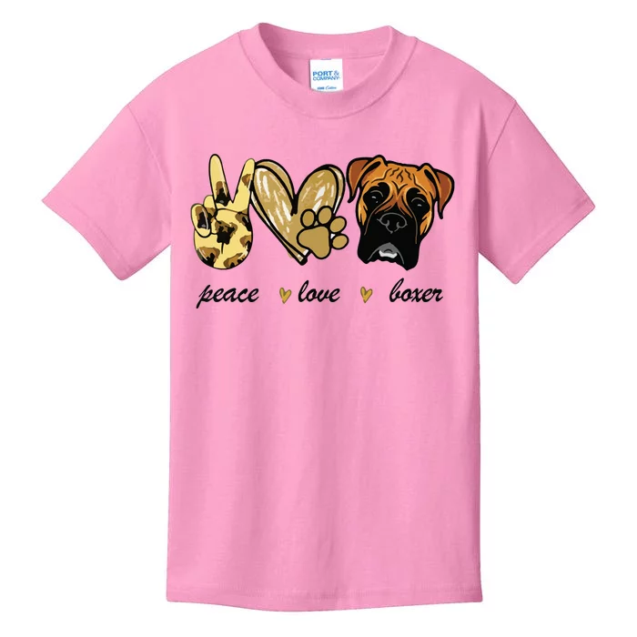 Peace Love Boxer Dog Boxer Dog Lover Gift Kids T-Shirt