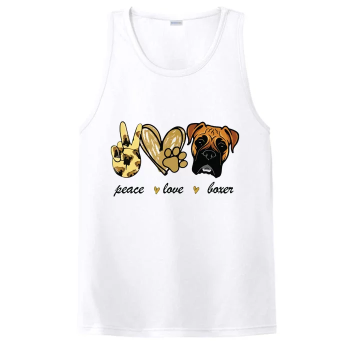 Peace Love Boxer Dog Boxer Dog Lover Gift Performance Tank