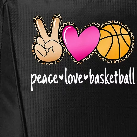 Peace Love Basketball Leopard Print Women Basketball City Backpack