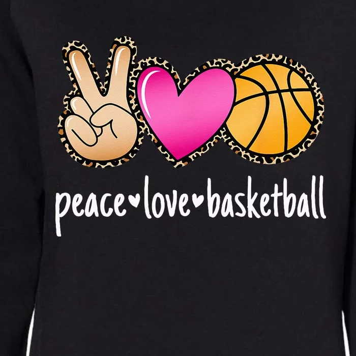 Peace Love Basketball Leopard Print Women Basketball Womens California Wash Sweatshirt