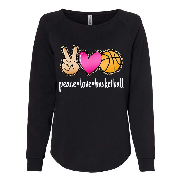 Peace Love Basketball Leopard Print Women Basketball Womens California Wash Sweatshirt