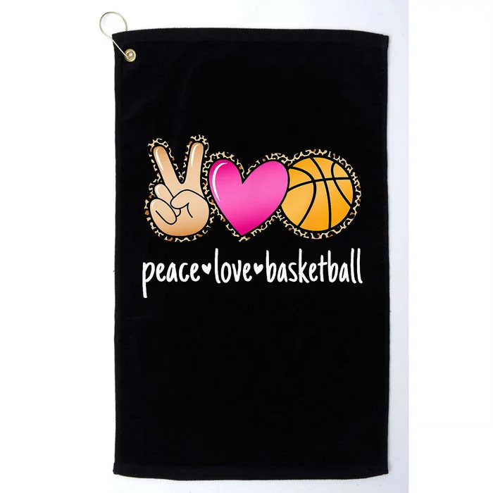 Peace Love Basketball Leopard Print Women Basketball Platinum Collection Golf Towel