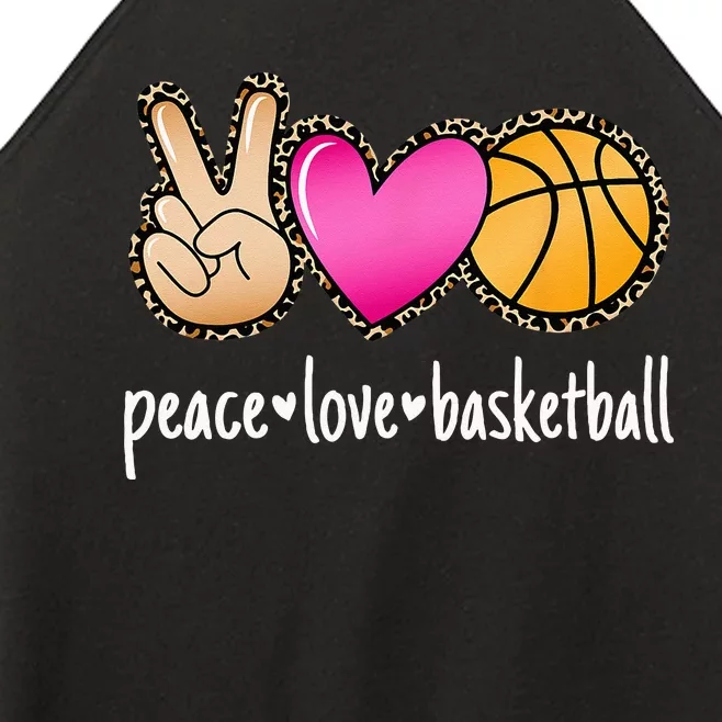 Peace Love Basketball Leopard Print Women Basketball Women’s Perfect Tri Rocker Tank