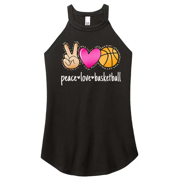 Peace Love Basketball Leopard Print Women Basketball Women’s Perfect Tri Rocker Tank