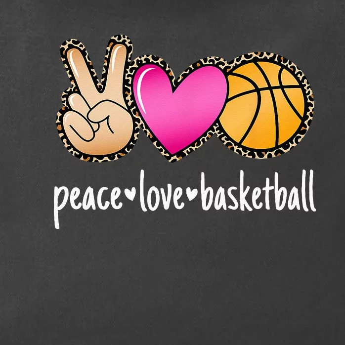 Peace Love Basketball Leopard Print Women Basketball Zip Tote Bag