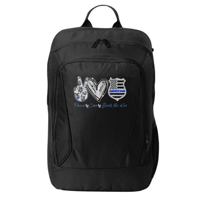 Peace Love Back The Blue Police Officer Gift City Backpack