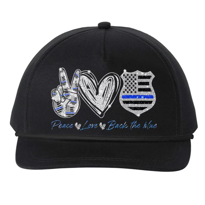 Peace Love Back The Blue Police Officer Gift Snapback Five-Panel Rope Hat