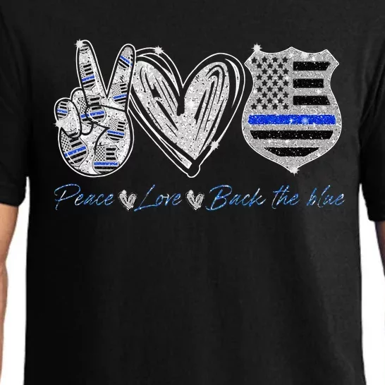 Peace Love Back The Blue Police Officer Gift Pajama Set