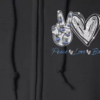 Peace Love Back The Blue Police Officer Gift Full Zip Hoodie