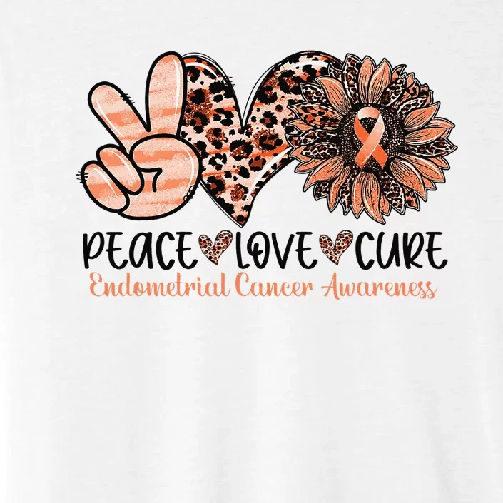 Peace Love Cure Sunflower Peach Ribbon Endometrial Cancer ChromaSoft Performance T-Shirt