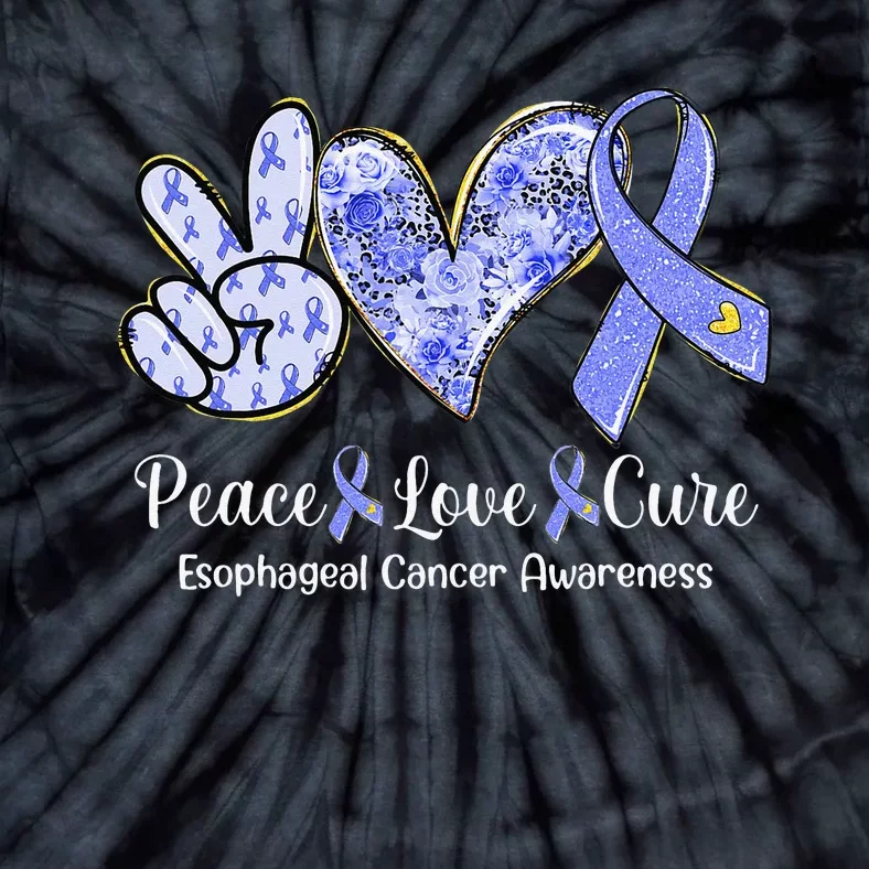 Peace Love Cure Periwinkle Ribbon Esophageal Cancer Gifts Tie-Dye T-Shirt