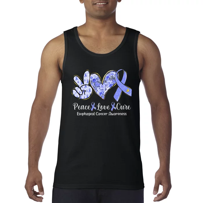 Peace Love Cure Periwinkle Ribbon Esophageal Cancer Gifts Tank Top