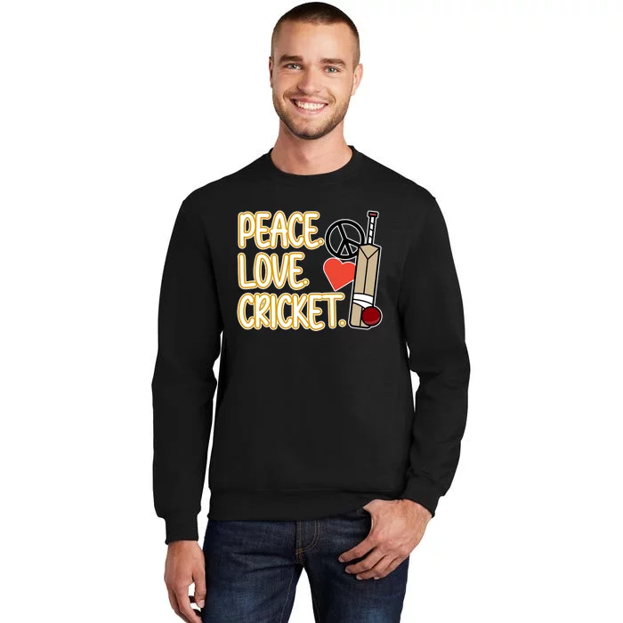 Peace Love Cricket Player Sports Lover Team Coach Graphic Premium Sweatshirt