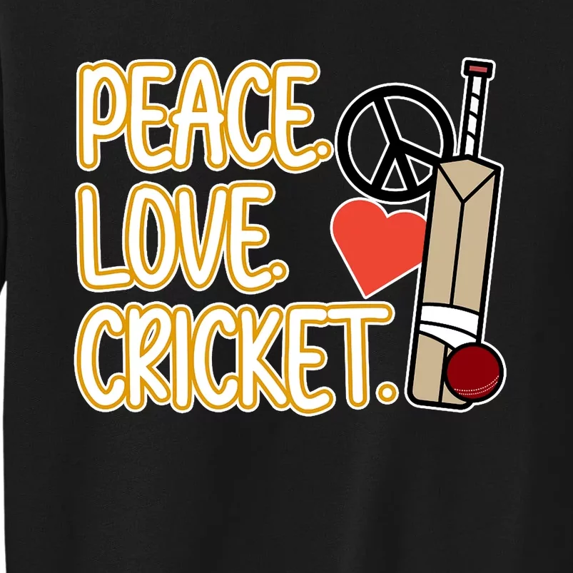 Peace Love Cricket Player Sports Lover Team Coach Graphic Premium Sweatshirt