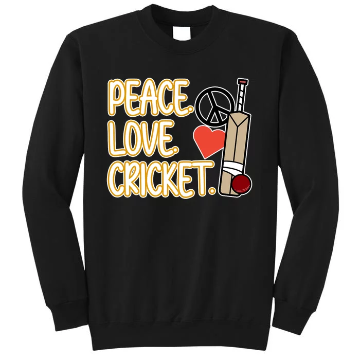 Peace Love Cricket Player Sports Lover Team Coach Graphic Premium Sweatshirt