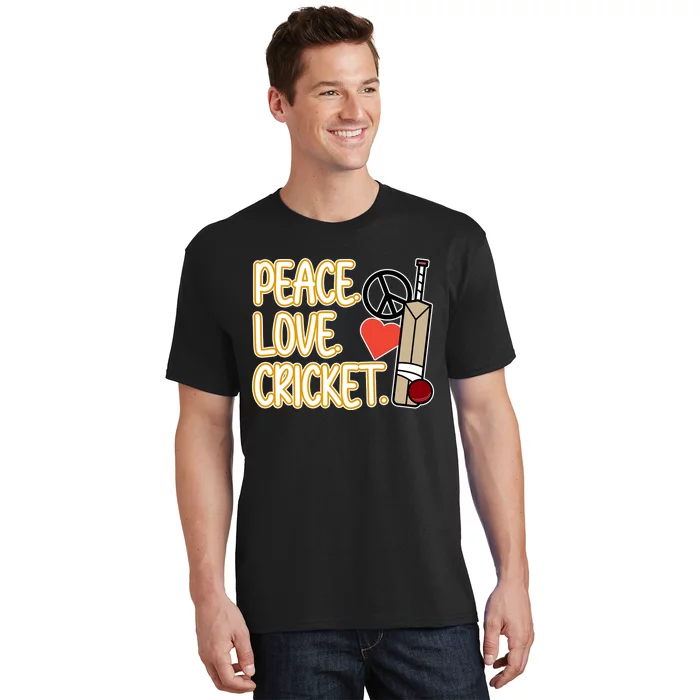 Peace Love Cricket Player Sports Lover Team Coach Graphic Premium T-Shirt