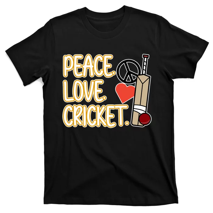 Peace Love Cricket Player Sports Lover Team Coach Graphic Premium T-Shirt