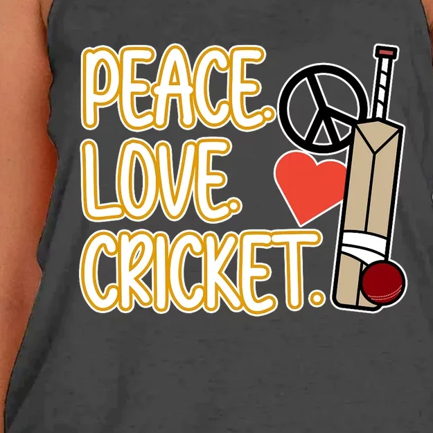 Peace Love Cricket Player Sports Lover Team Coach Graphic Premium Women's Knotted Racerback Tank