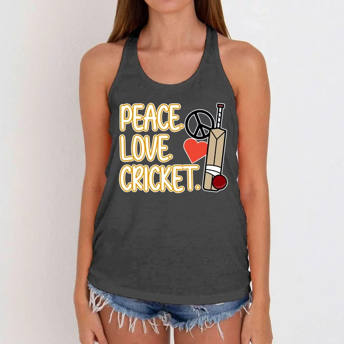 Peace Love Cricket Player Sports Lover Team Coach Graphic Premium Women's Knotted Racerback Tank