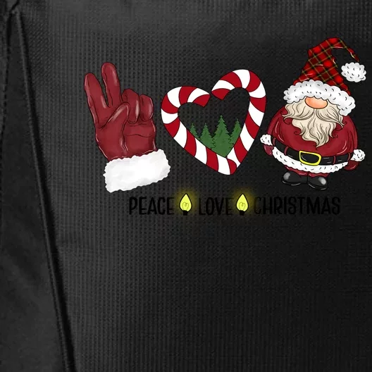 Peace Love Christmas Gnome Sublimation Funny Xmas Gift City Backpack