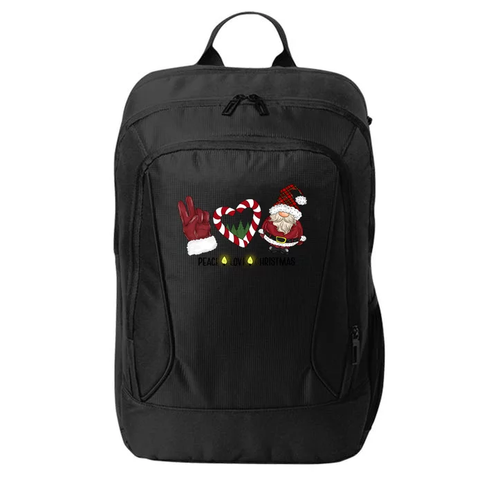 Peace Love Christmas Gnome Sublimation Funny Xmas Gift City Backpack