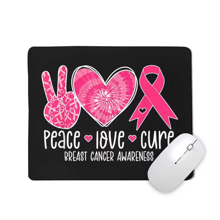 Peace Love Cure Breast Cancer Shirt Pink Ribbon Awareness Mousepad