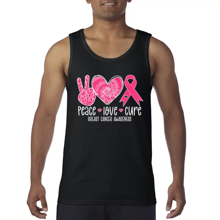 Peace Love Cure Breast Cancer Shirt Pink Ribbon Awareness Tank Top