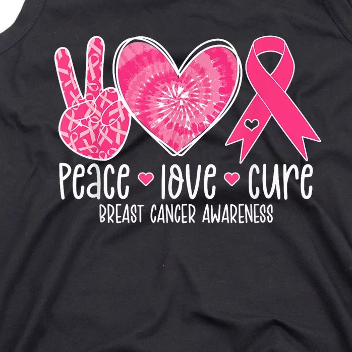 Peace Love Cure Breast Cancer Shirt Pink Ribbon Awareness Tank Top