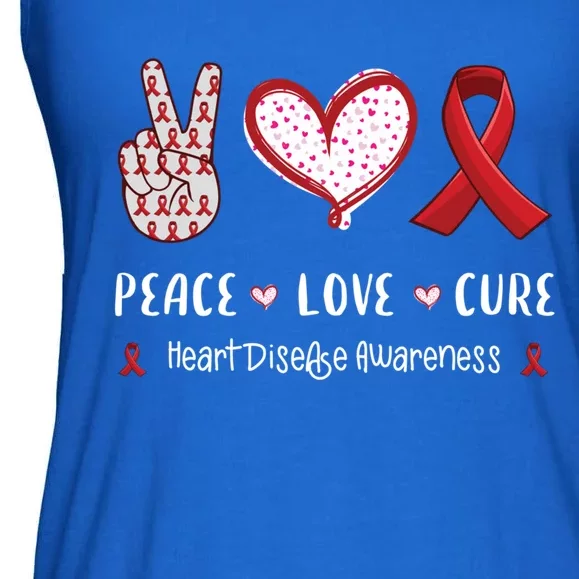 Peace Love Cure Heart Disease Awareness Chd Gift Ladies Essential Flowy Tank