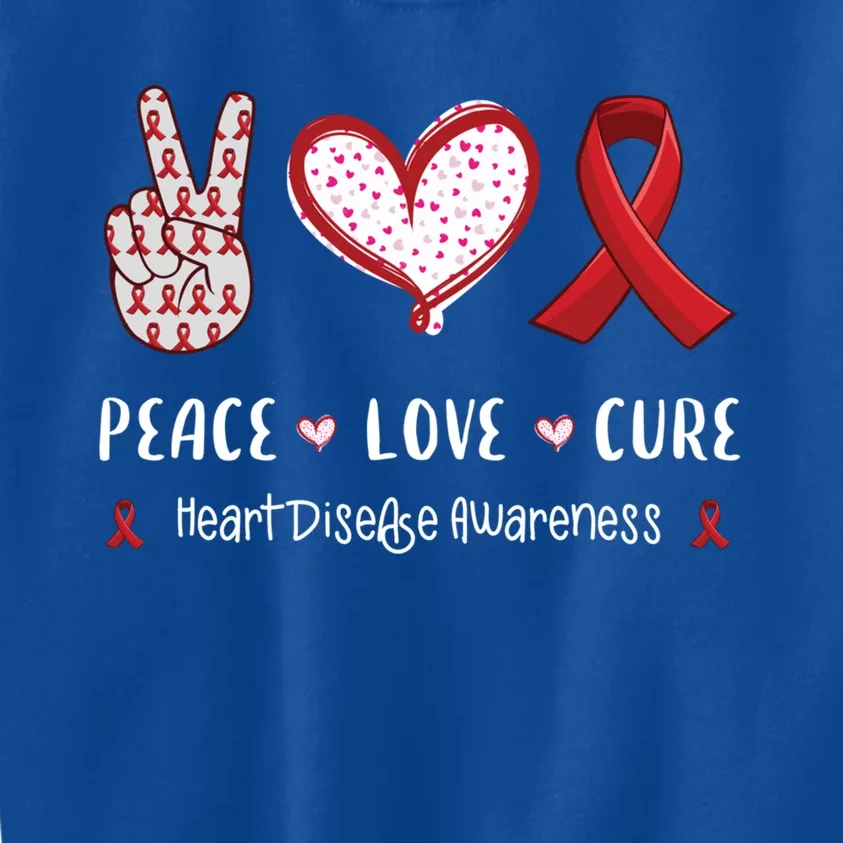 Peace Love Cure Heart Disease Awareness Chd Gift Kids Sweatshirt