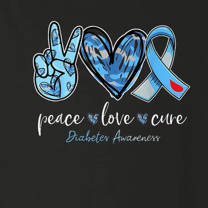 Peace Love Cure Grey Blue Ribbon Diabetes Awareness Toddler Long Sleeve Shirt