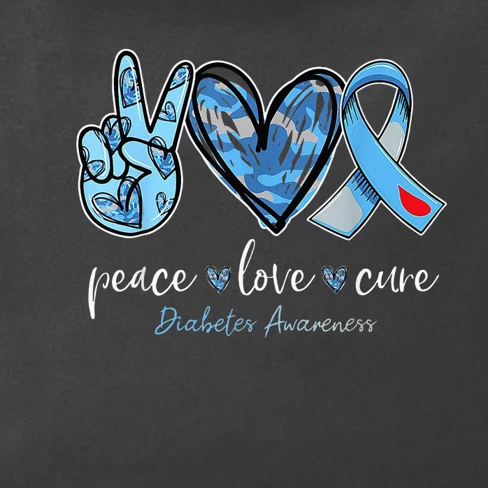 Peace Love Cure Grey Blue Ribbon Diabetes Awareness Zip Tote Bag