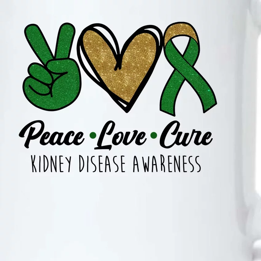 Peace Love Cure Kidney Disease Awareness Black Color Changing Mug