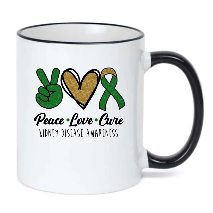 Peace Love Cure Kidney Disease Awareness Black Color Changing Mug