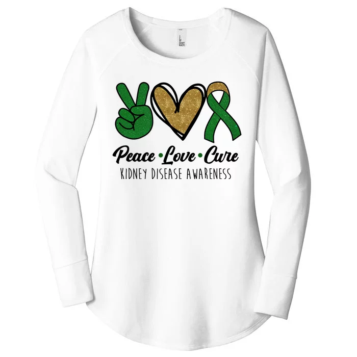 Peace Love Cure Kidney Disease Awareness Women's Perfect Tri Tunic Long Sleeve Shirt